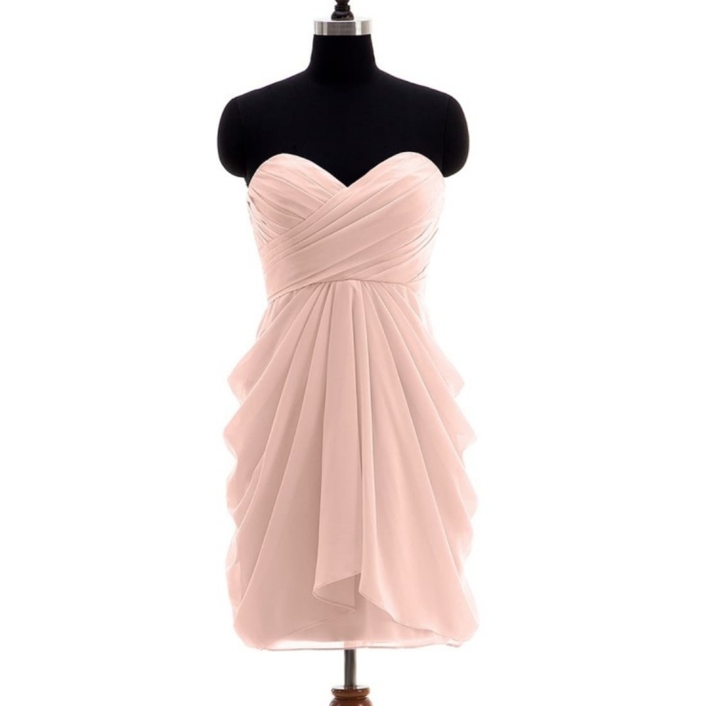 Cocomelody Sheath-Column Knee Length Chiffon Bridesmaid (nude pink)